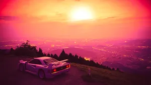 Sunset_ Drive_ Above_ Cityscape Wallpaper
