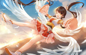 Sunset Flight Anime Angel Wallpaper