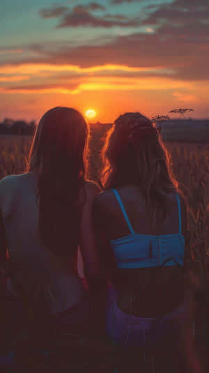 Sunset_ Friends_ Bestie_ Pfp Wallpaper