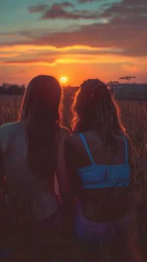 Sunset_ Friends_ Bestie_ Pfp Wallpaper