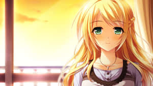 Sunset_ Glow_ Blonde_ Anime_ Girl Wallpaper