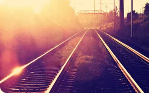 Sunset Glow Railroad Tracks Wallpaper