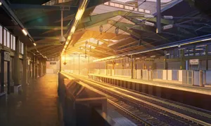 Sunset Glow Train Station Platform Wallpaper