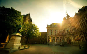 Sunset Glow Utrecht Historic Center Wallpaper