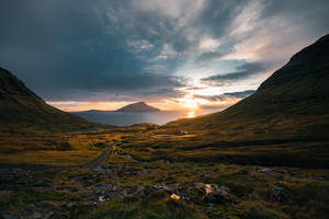 Sunset In Faroe Islands Wallpaper