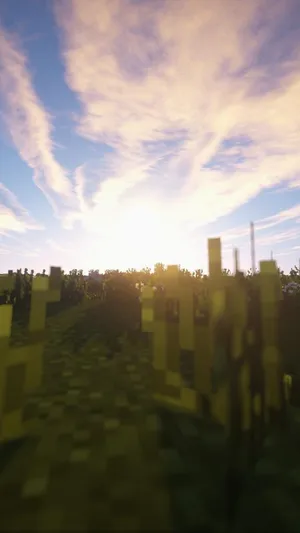 Sunset In Minecraft Wallpaper