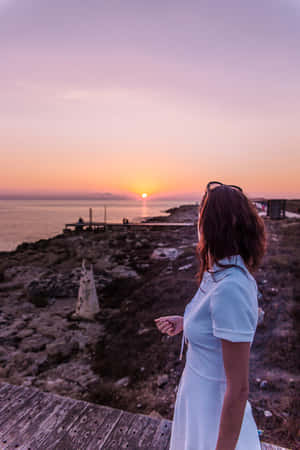 Sunset In Paphos Beach Wallpaper