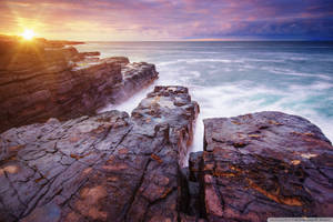 Sunset In Rocky Ocean Ireland Wallpaper