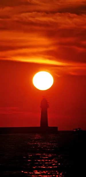 Sunset Lighthouse Silhouette Wallpaper