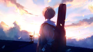 Sunset Melody Anime Boy Wallpaper