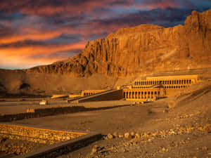 Sunset_ Over_ Ancient_ Egyptian_ Temple_ Valley_of_the_ Kings Wallpaper