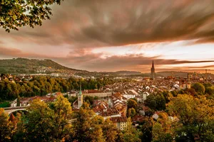 Sunset Over Bern Switzerland Wallpaper