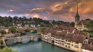 Sunset Over Bern Switzerland Wallpaper