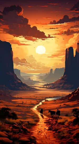 Sunset Over Desert Canyon Wallpaper