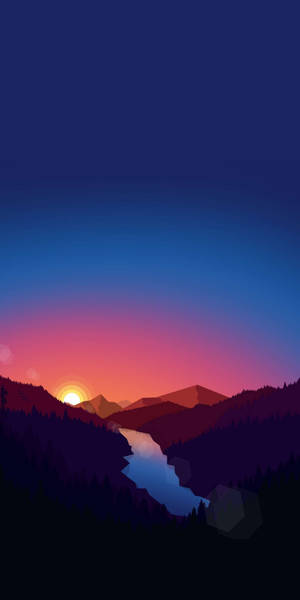 Sunset Over Mountains Minimal Dark Iphone Wallpaper