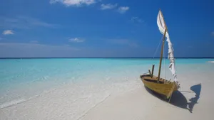 Sunset Over The Maldives Beach Paradise Wallpaper