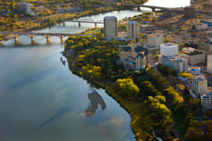 Sunset Over The Meewasin Valley In Saskatoon, Saskatchewan Wallpaper