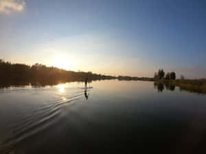 Sunset Paddleboardingin Terneuzen Wallpaper