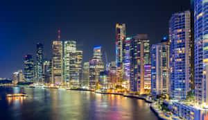 Sunset Panorama Of Brisbane Skyline, Queensland Wallpaper