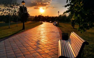 Sunset Park Promenade Warmth Wallpaper