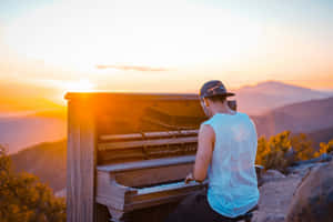 Sunset Piano Melody Wallpaper