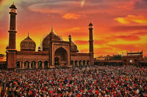 Sunset_ Prayers_at_ Jama_ Masjid Wallpaper