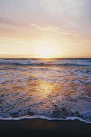 Sunset Reflections Beach Waves.jpg Wallpaper