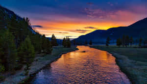 Sunset Reflections National Park River Wallpaper