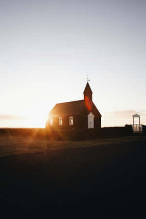 Sunset Silhouette Church.jpg Wallpaper