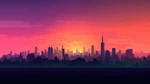 Sunset Silhouette Cityscape.jpg Wallpaper