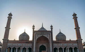 Sunset Silhouette Jama Masjid Delhi Wallpaper