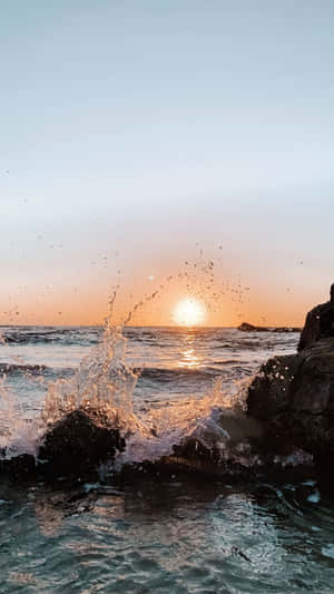 Sunset Splash Seascape Wallpaper