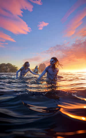 Sunset Swim Avatar Characters Wallpaper