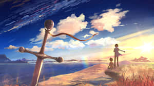 Sunset Swordand Companionship Anime Art.jpg Wallpaper