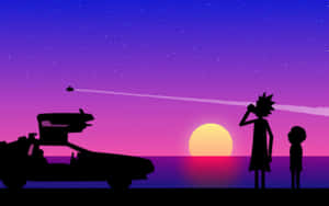 Sunset Time Travel Silhouette Wallpaper