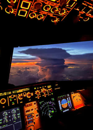 Sunset Viewfrom Aircraft Cockpit Wallpaper