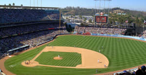 Sunset Views Of Historic Dodger Stadium Wallpaper