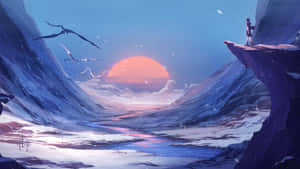 Sunset_ Watcher_ Anime_ Style_2560x1440 Wallpaper