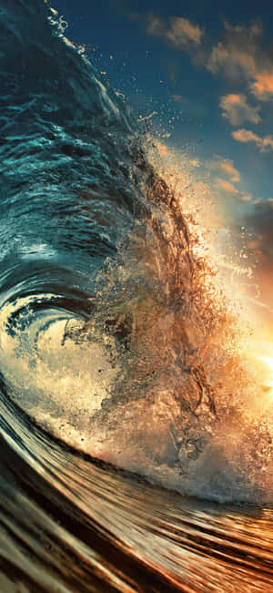 Sunset Wave Cresting Wallpaper