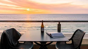 Sunset Wine Seaside Balcony Glenelg Wallpaper