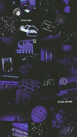 Super Dark Purple Collage Aesthetic Portrait Wallpaper