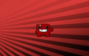 Super Meat Boy On Red Stripes Wallpaper