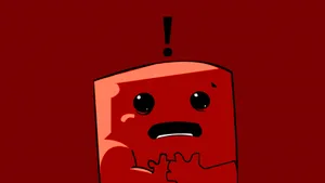 Super Meat Boy With Intense Black Eyes Wallpaper