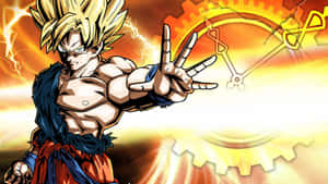 Super Saiyan Goku Unleashes A Powerful Display Of Energy. Wallpaper