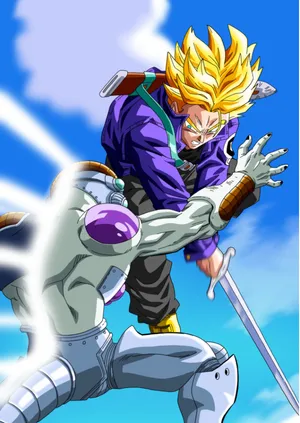 Super_ Saiyan_ Trunks_ Strikes_ Frieza Wallpaper