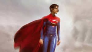 Supergirlin Redand Blue Costume Wallpaper