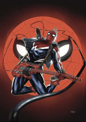 Superior Spider-man Swinging Through The City Wallpaper