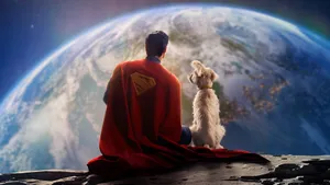 Superman And Dog Earth View Wallpaper