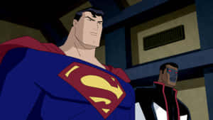 Superman Flying Over Metropolis In The Animated Series Wallpaper