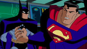 Superman Flying Through The Sky In Superman: The Animated Series Wallpaper